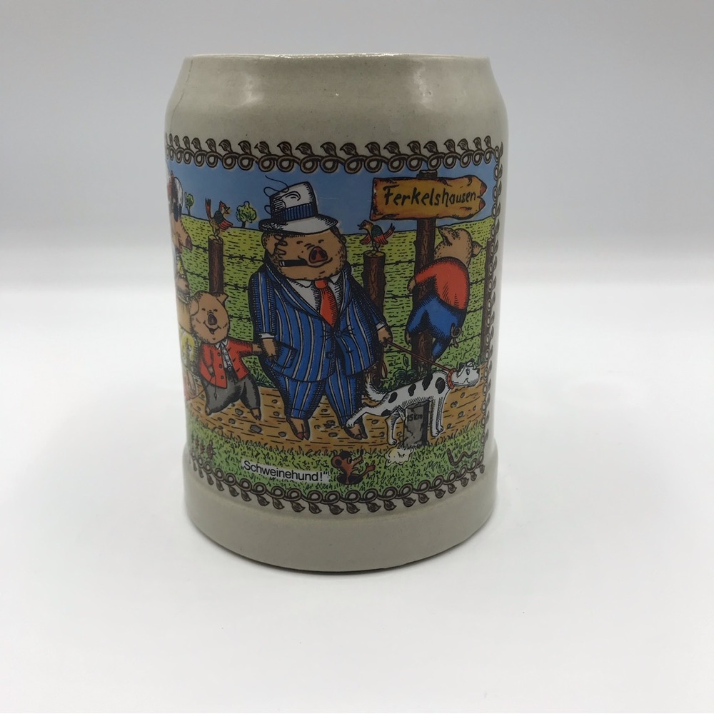 W Germany Gerz Swine Pig Family Stein Mug Ferkelshausen Schsweinehun Vtg